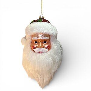 Glass Robert Stanley Christmas Ornament Santa Claus Head Large Faux Beard 10"